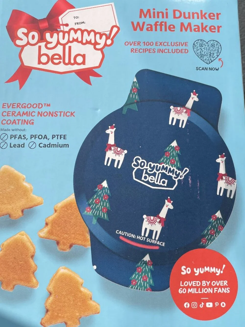 So Yummy by Bella Mini Dunker Waffle Maker (Holiday/Christmas Tree Edition)-NWT